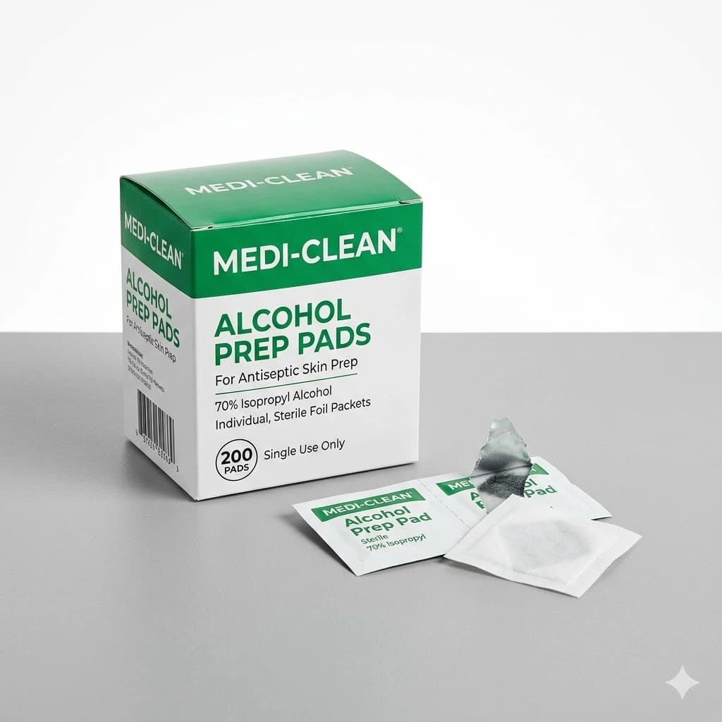 70% Isopropyl Alcohol Sterile Individual Prep Pads Box