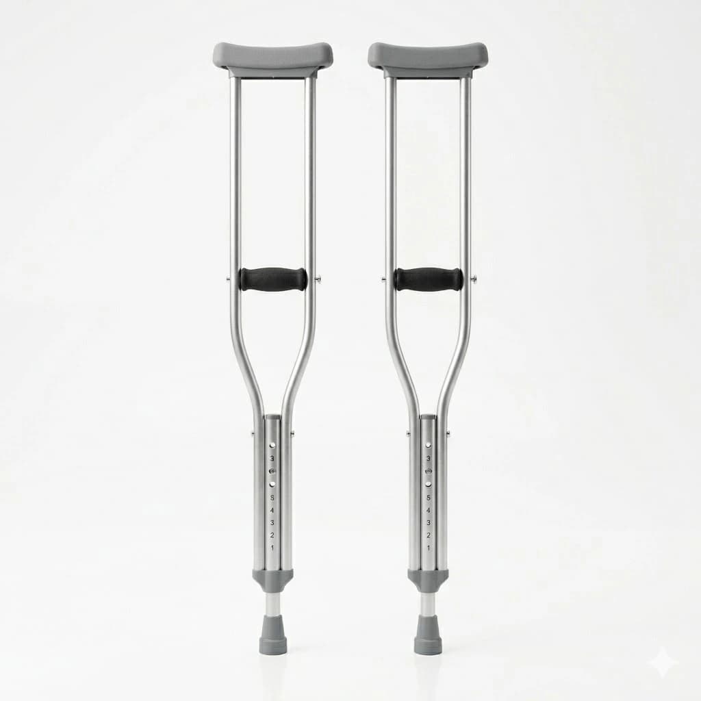 Adjustable Aluminum Underarm Rehabilitation Crutches (Pair)