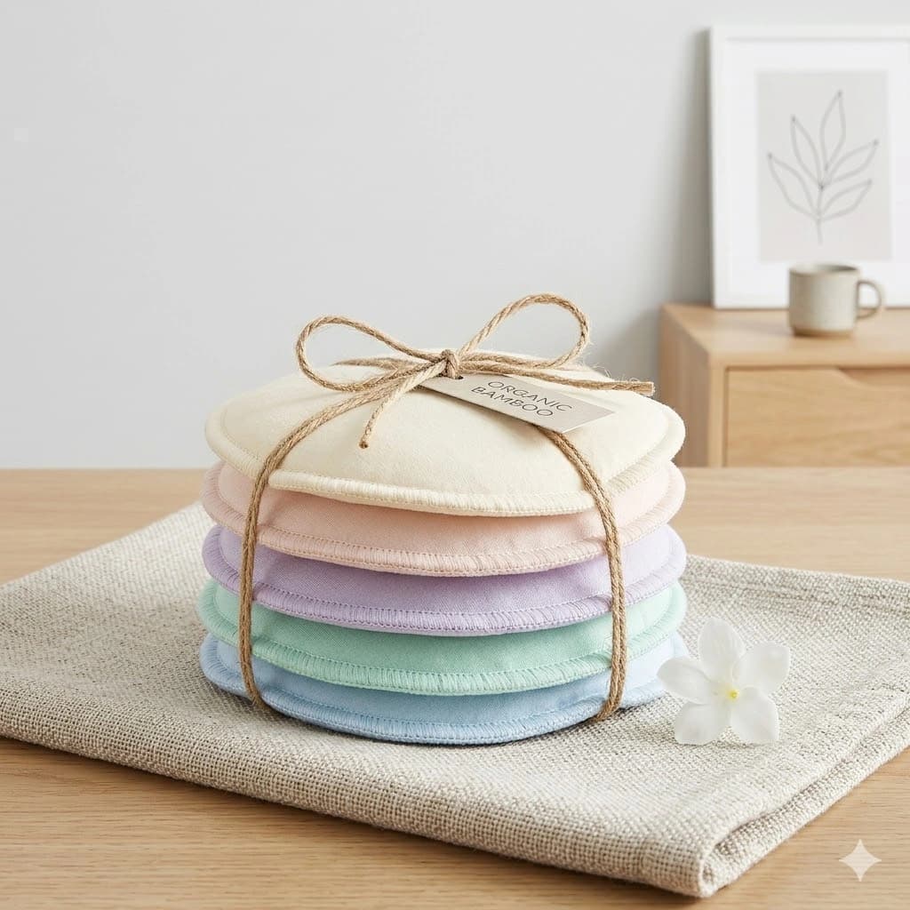 Washable Organic Bamboo Reusable Nursing Breast Pads (Set of 6)